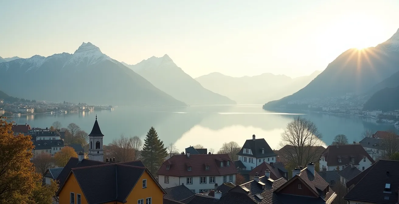Vue panoramique d'Annecy avec lac et montagnes montrant l'ancrage territorial